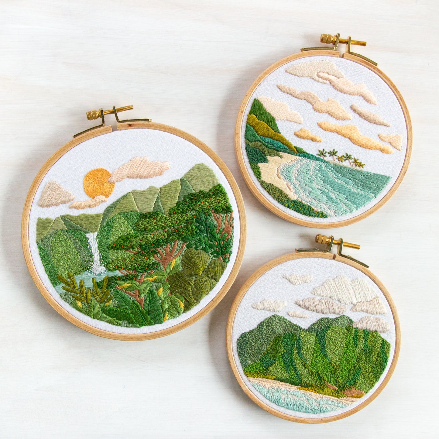 Paradise Landscape Embroidery Pattern Trio